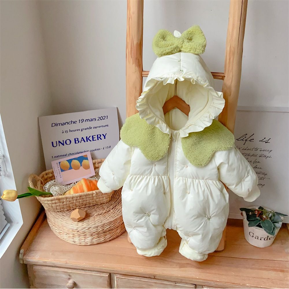 婴儿棉服冬装新生儿夹棉连体衣女宝宝可爱冬季加绒加厚棉服外出服