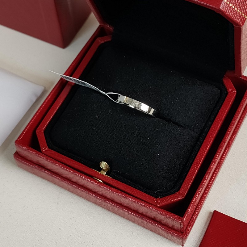 95新 Cartier/卡地亚 19年pt950铂金cartier窄版戒指52码 53445