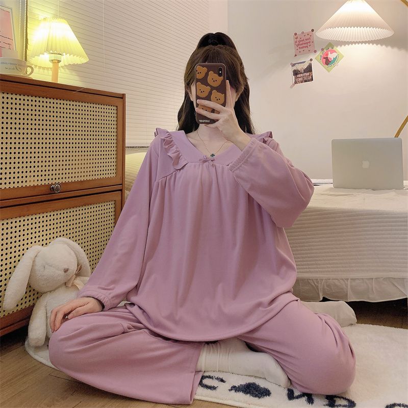 2025冬季德绒加厚大码睡衣女胖mm加肥加大保暖可外穿家居服套装