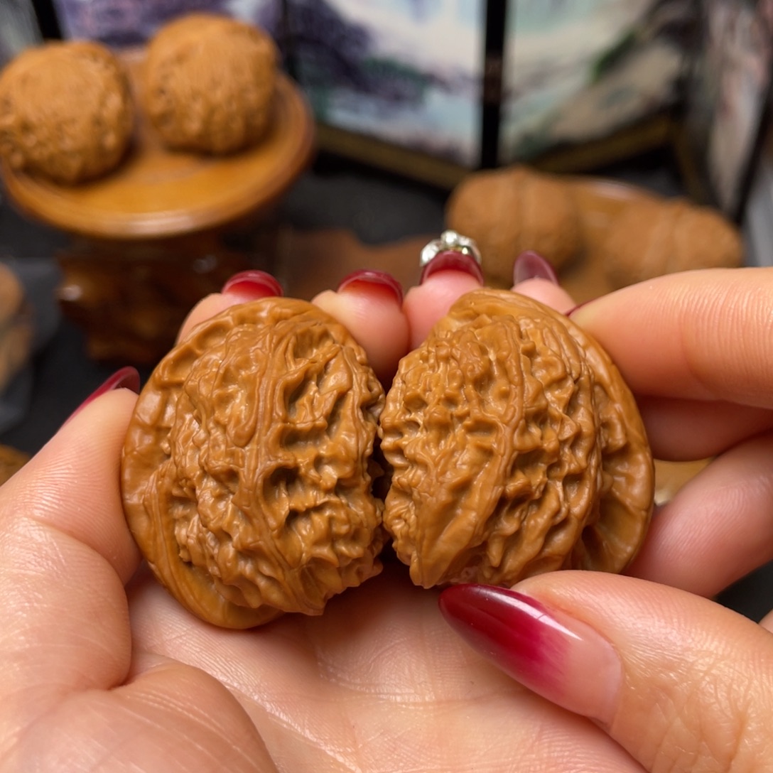 把件文玩核桃白狮子半壁江山