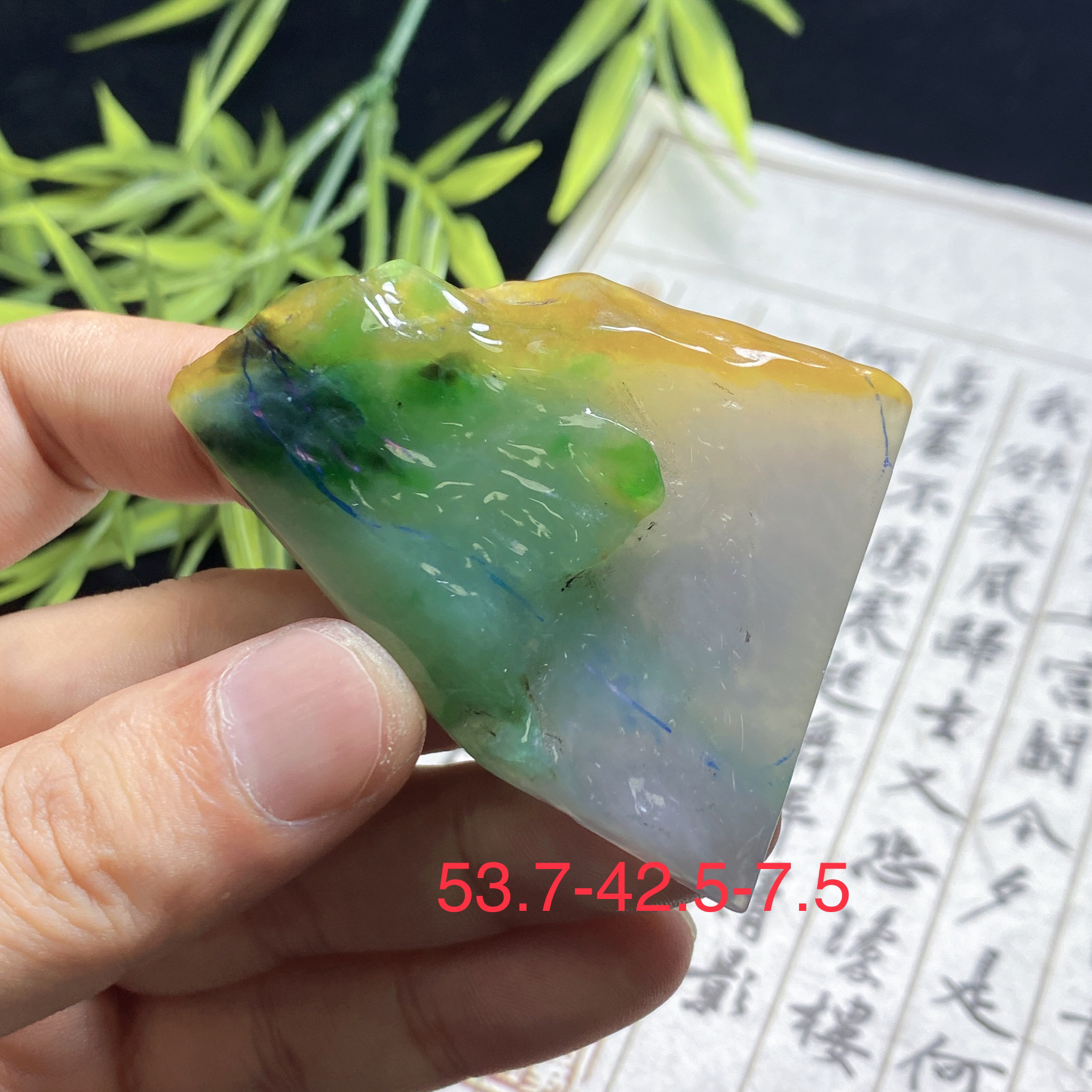 冰种黄加绿，难得一见的材料，包工