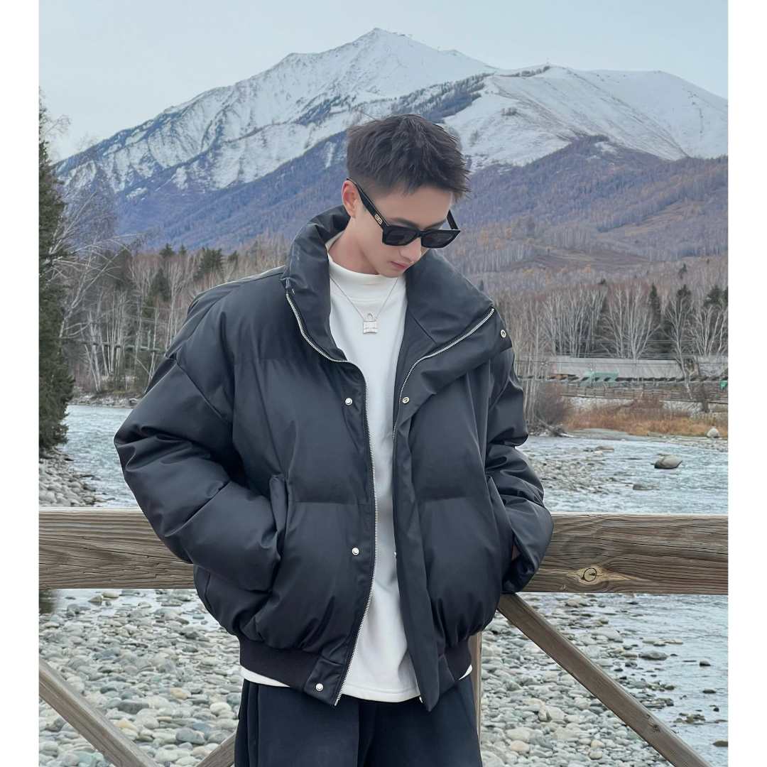 美式高街冬款男上衣立领面包服皮棉衣棉服情侣皮棉袄短款潮流外套