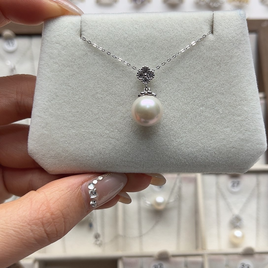 银S925镶嵌淡水珍珠项链