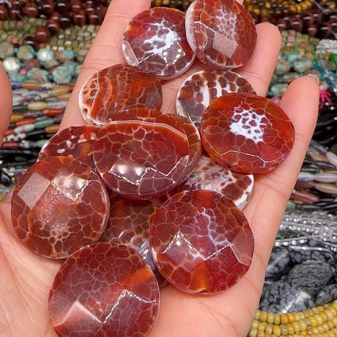 玛瑙/玉髓合金珠宝半成品老玛瑙圆饼24mm2个