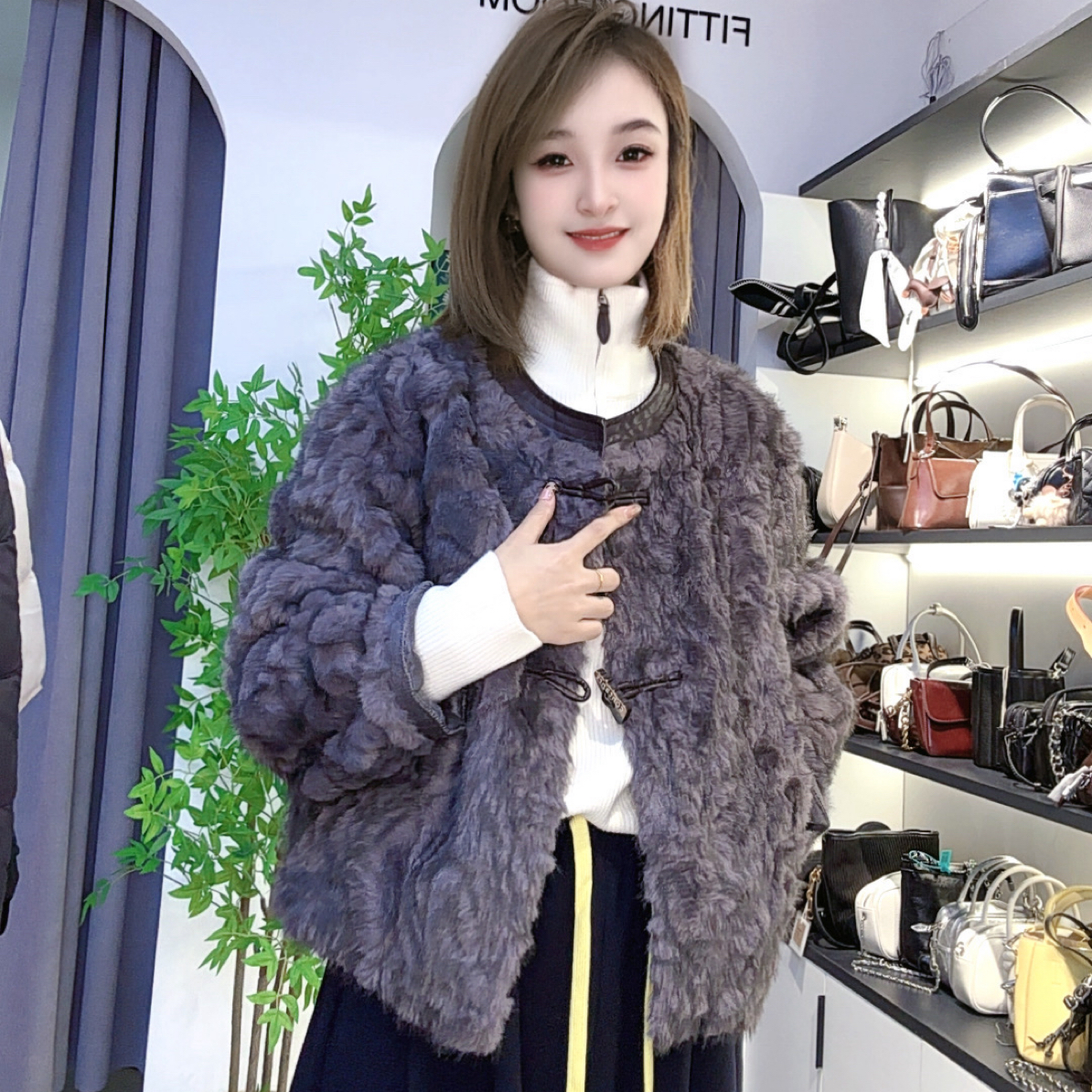 饭饭家 加厚环保毛毛外套