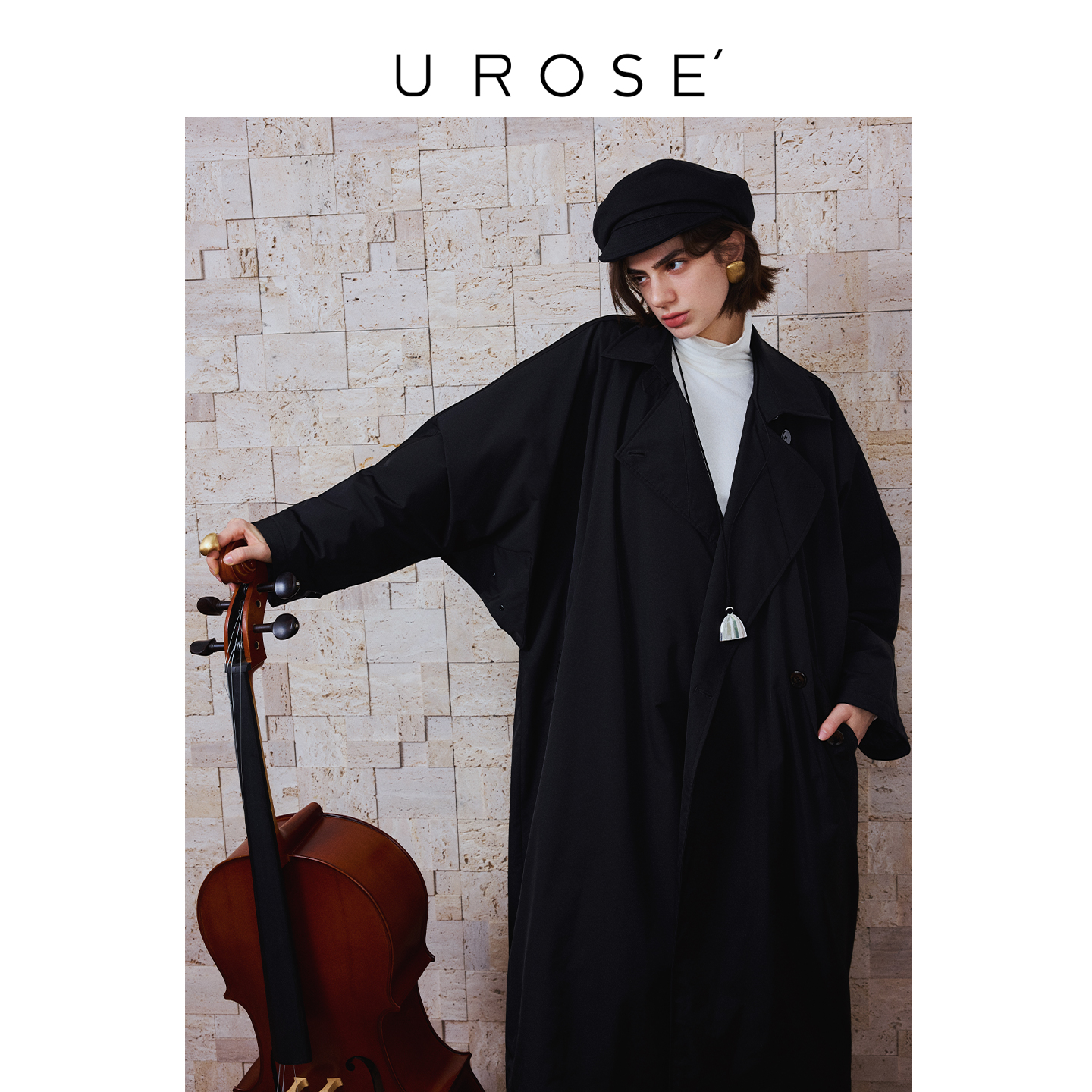 U ROSE[复古廓形 Trench coat] 95白鸭蝙蝠袖子长款羽绒2WMT0031