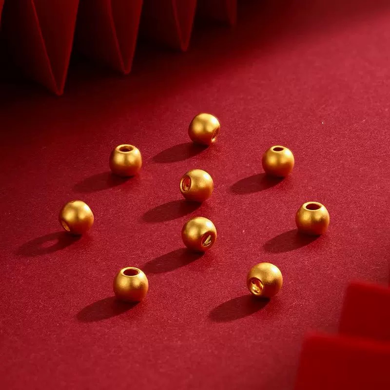 999足金3MM*10粒 金珠时尚百搭可DIY颈饰坠可手编