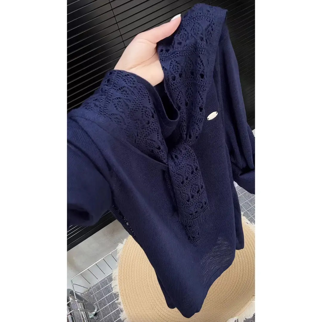 B889今年流行穿搭早秋新款温柔风毛针织衫蕾丝披肩百搭款长袖上衣