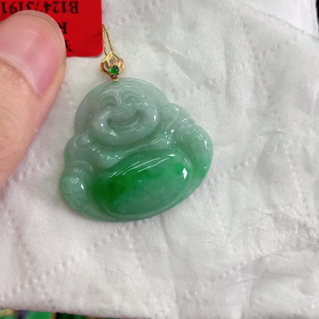 翡翠18K金镶嵌吊坠(不含链)