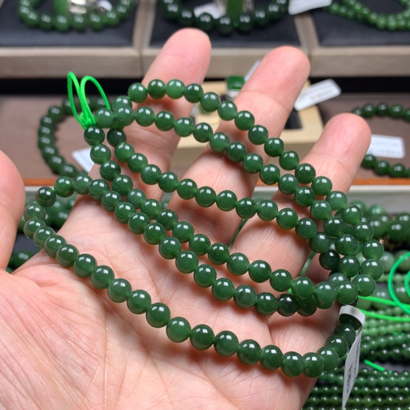 【闪购商品】和田玉（碧玉）颈饰未镶嵌6mm放漏