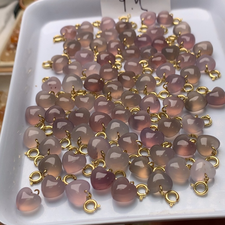 玛瑙/玉髓未镶嵌玛瑙福利紫爱心/只