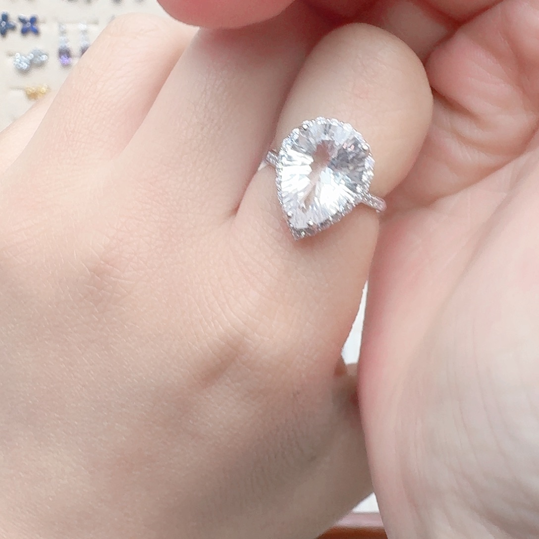 水晶戒指银S925镶嵌戒指