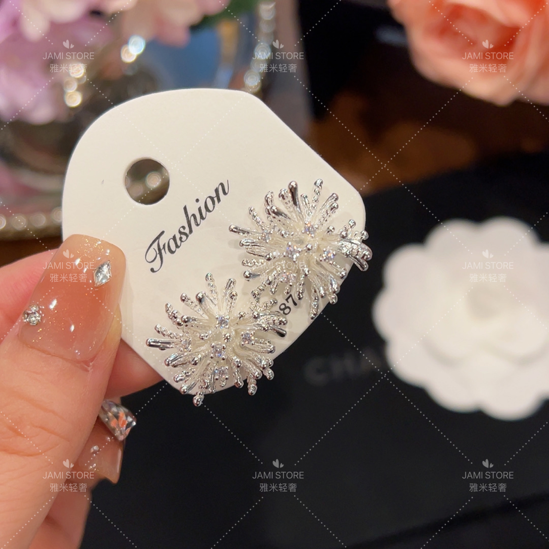 镀K金 Jami 璀璨烟花轻奢耳环重工精致高级时尚气质