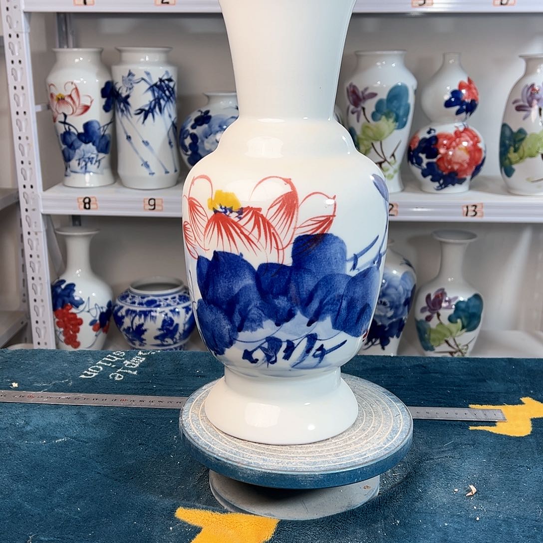 摆件景德镇陶瓷花古荷花