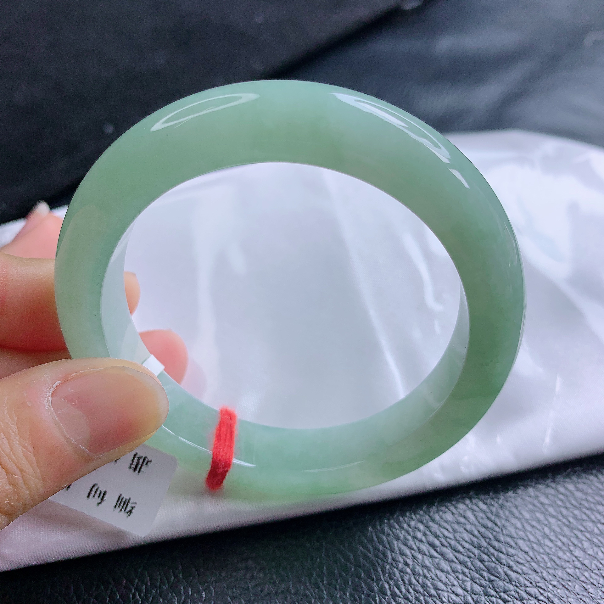 52圈缅甸天然翡翠A货冰糯种满绿正圈手镯百搭女款玉镯无裂纹