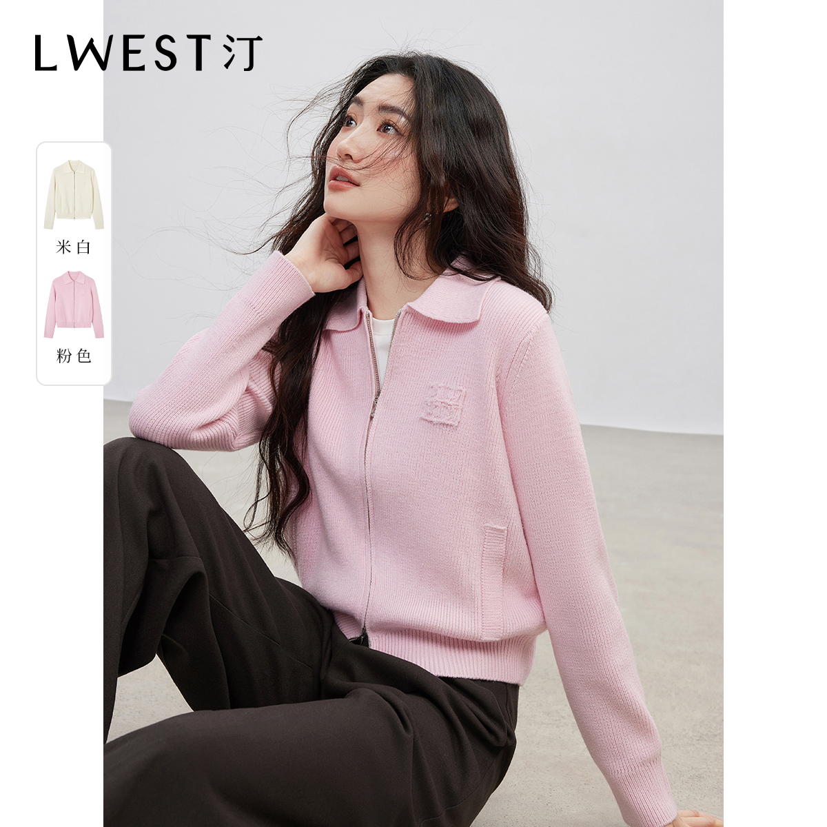 【达人专属】朗文斯汀字母贴布绣花针织开衫DTYZ5509B18569