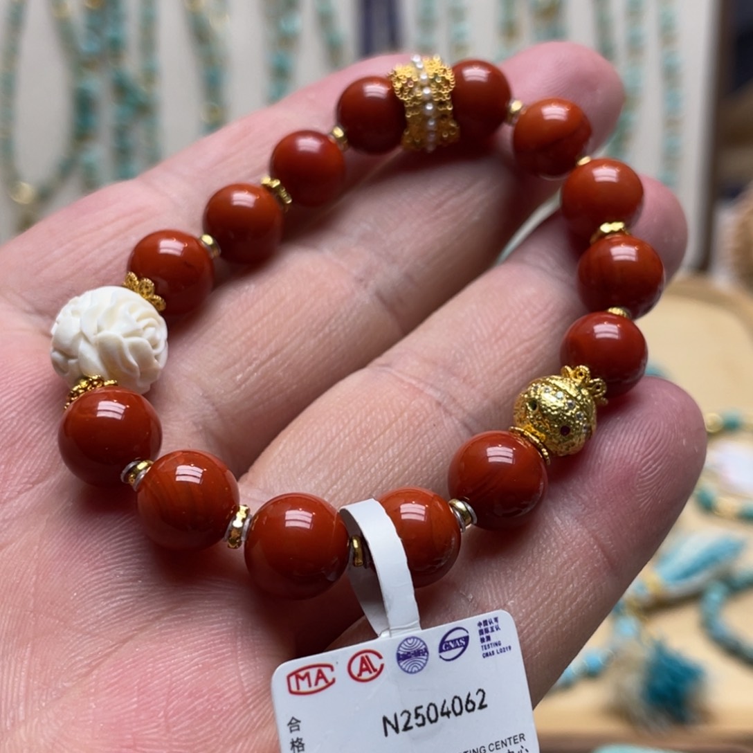 南红玛瑙手链银S925镶嵌