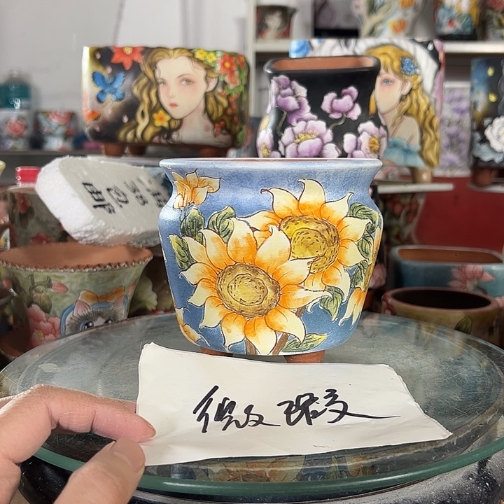 满38包邮 景德镇幸运花盆