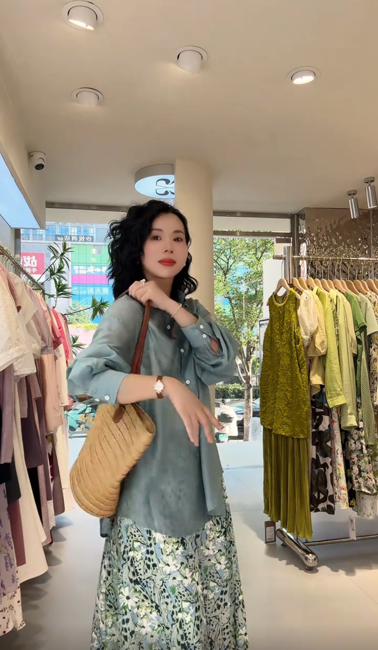 431*新款中长款轻薄高腰碎花半身裙