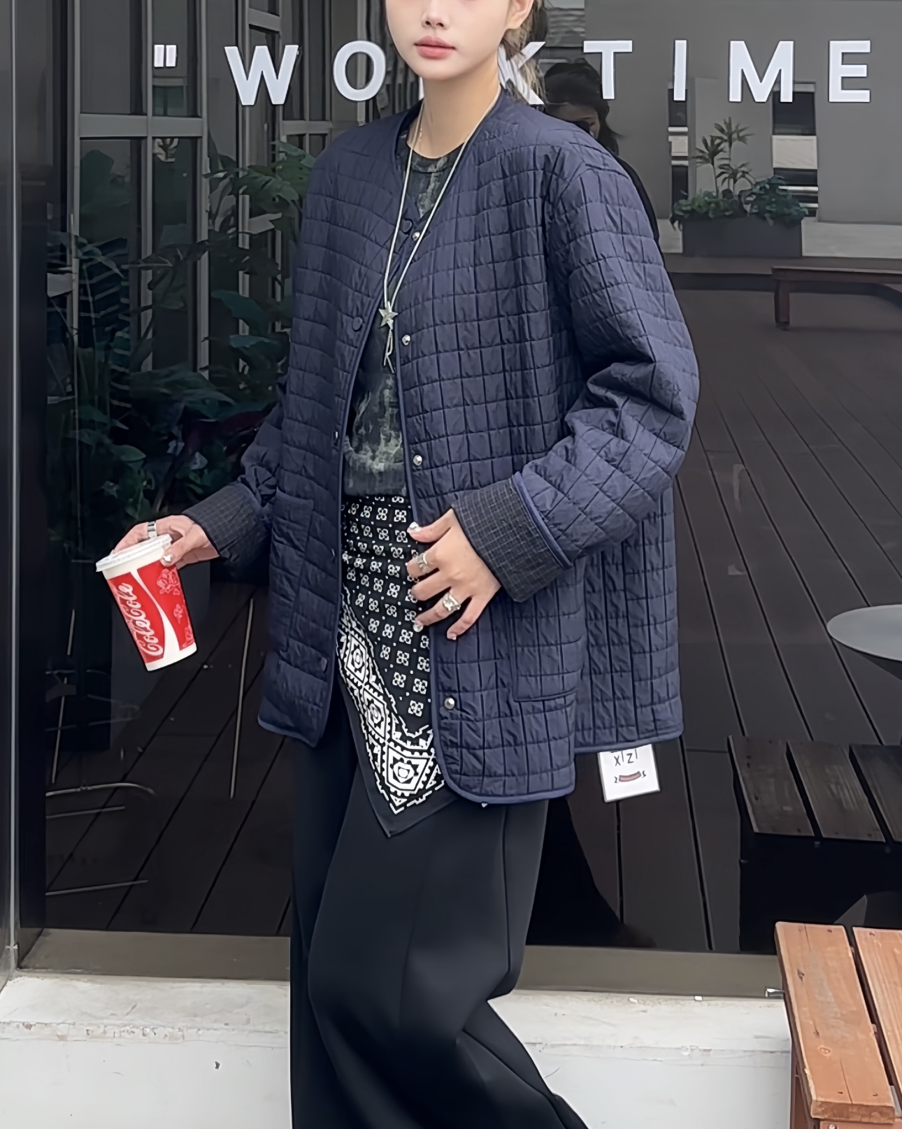  【胜华严选】高端欧货-圆领单排扣子轻薄中长款棉服-9668