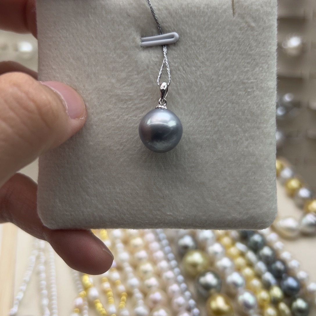 银S925镶嵌吊坠(不含链)海水珍珠11.9mm大溪地吊坠