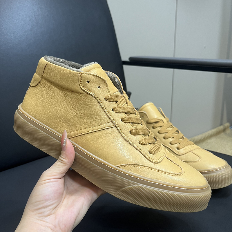 2025秋冬新款真皮小白鞋皮鞋男士潮流百搭休闲鞋加绒加厚低帮板鞋