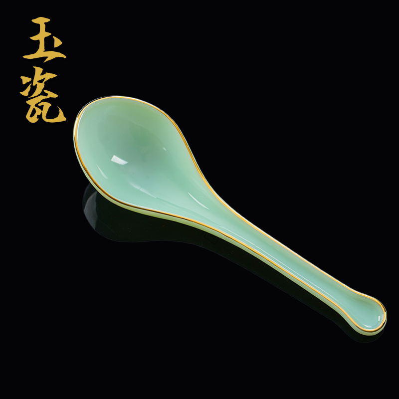 大勺子长柄-吃饭玉瓷-系列家用陶瓷汤勺子汤匙餐具喝汤饭勺盛汤