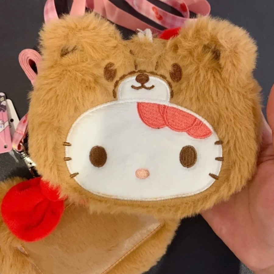 可爱穿搭毛绒kitty猫零钱包玩偶卡包包挂