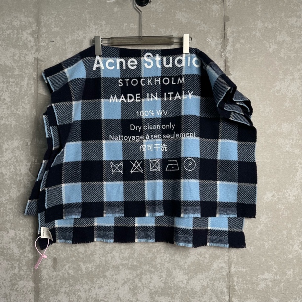 未使用 WE11 DONE acne studio/深蓝色拼接围巾/18152/JP