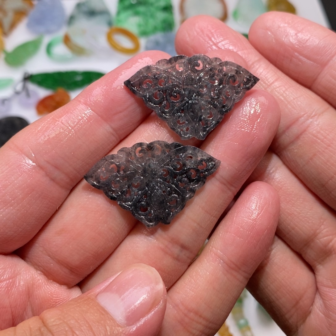 定制翡翠未镶嵌耳饰