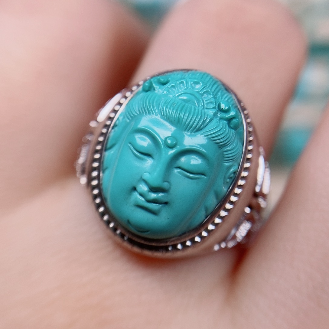 绿松石戒指银S925镶嵌