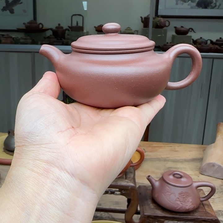 紫砂茶壶紫泥150半手工制作