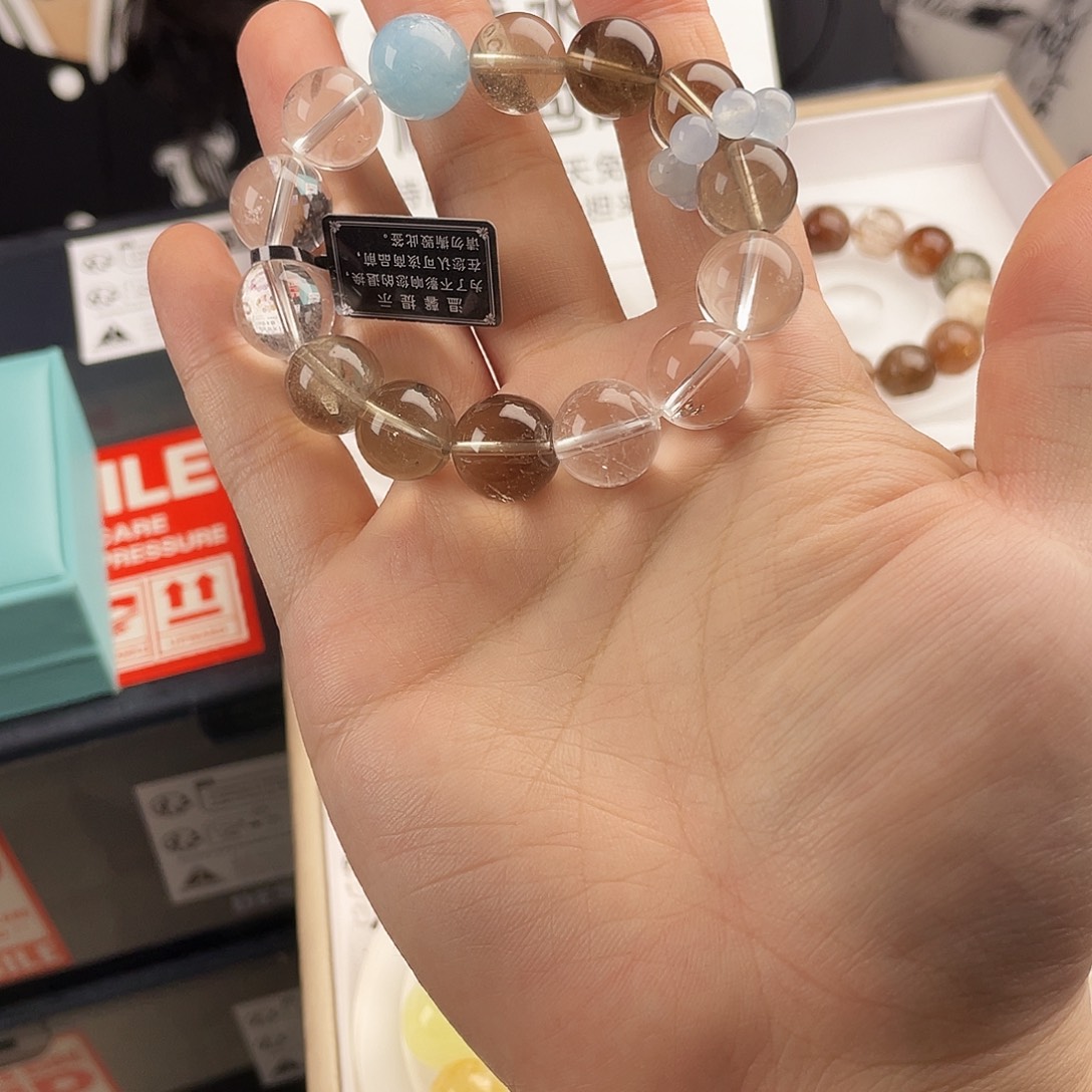 银S925镀金镶嵌水晶手串