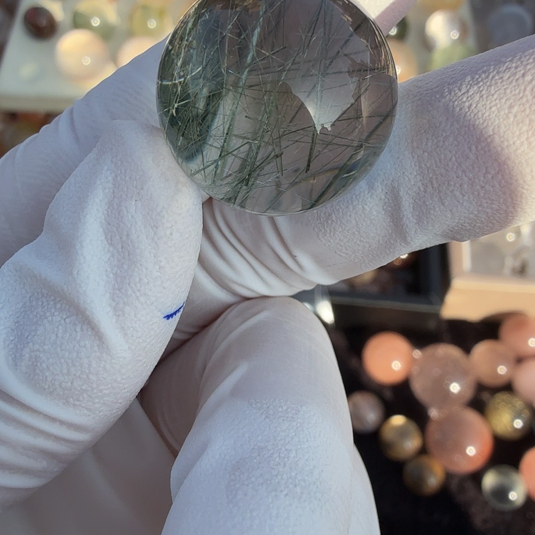 P***尼珠宝半成品水晶未镶嵌绿发19.8mm定制不退换