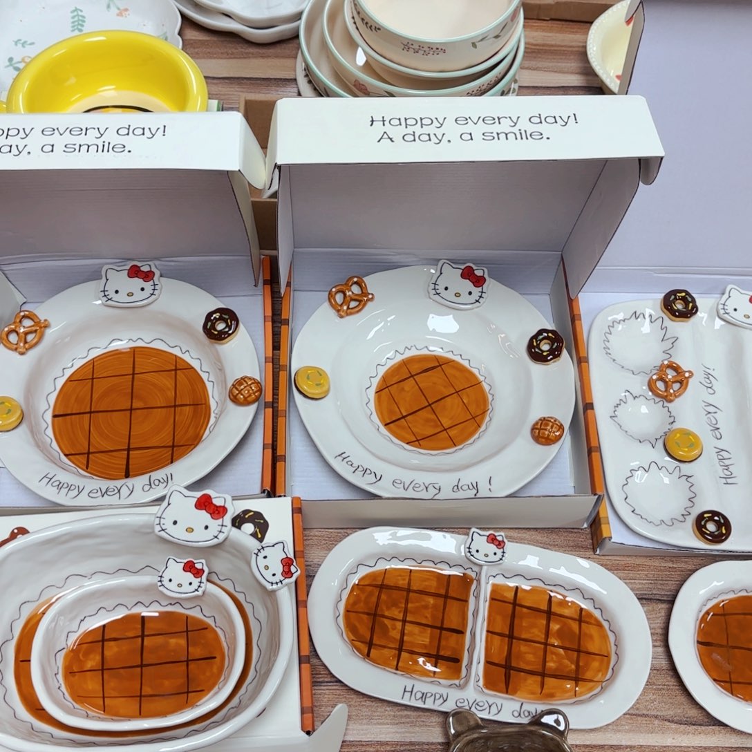 白瓷手工猫六件套装