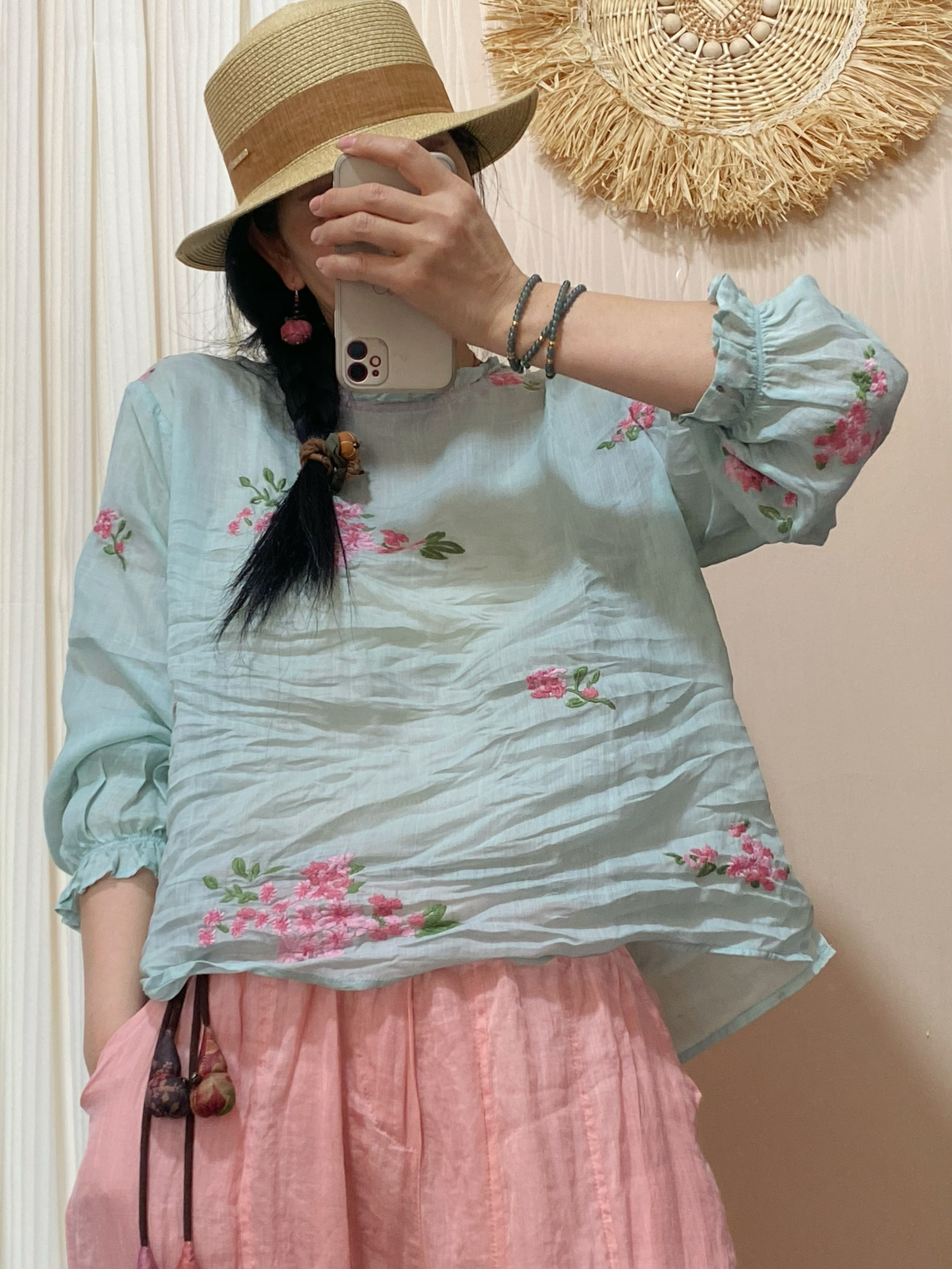 箫箫  苎麻刺绣上衣[515款】