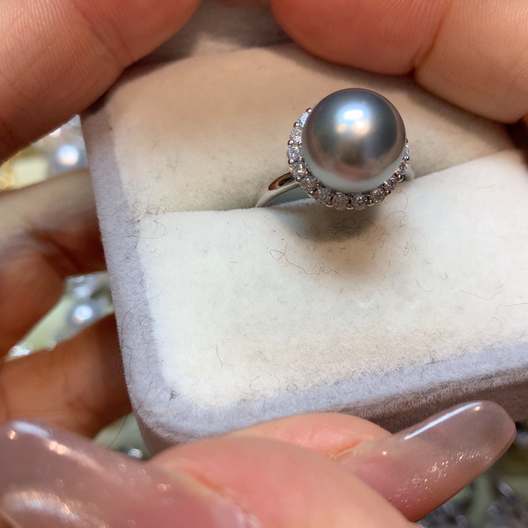 海水珍珠戒指银S925镶嵌