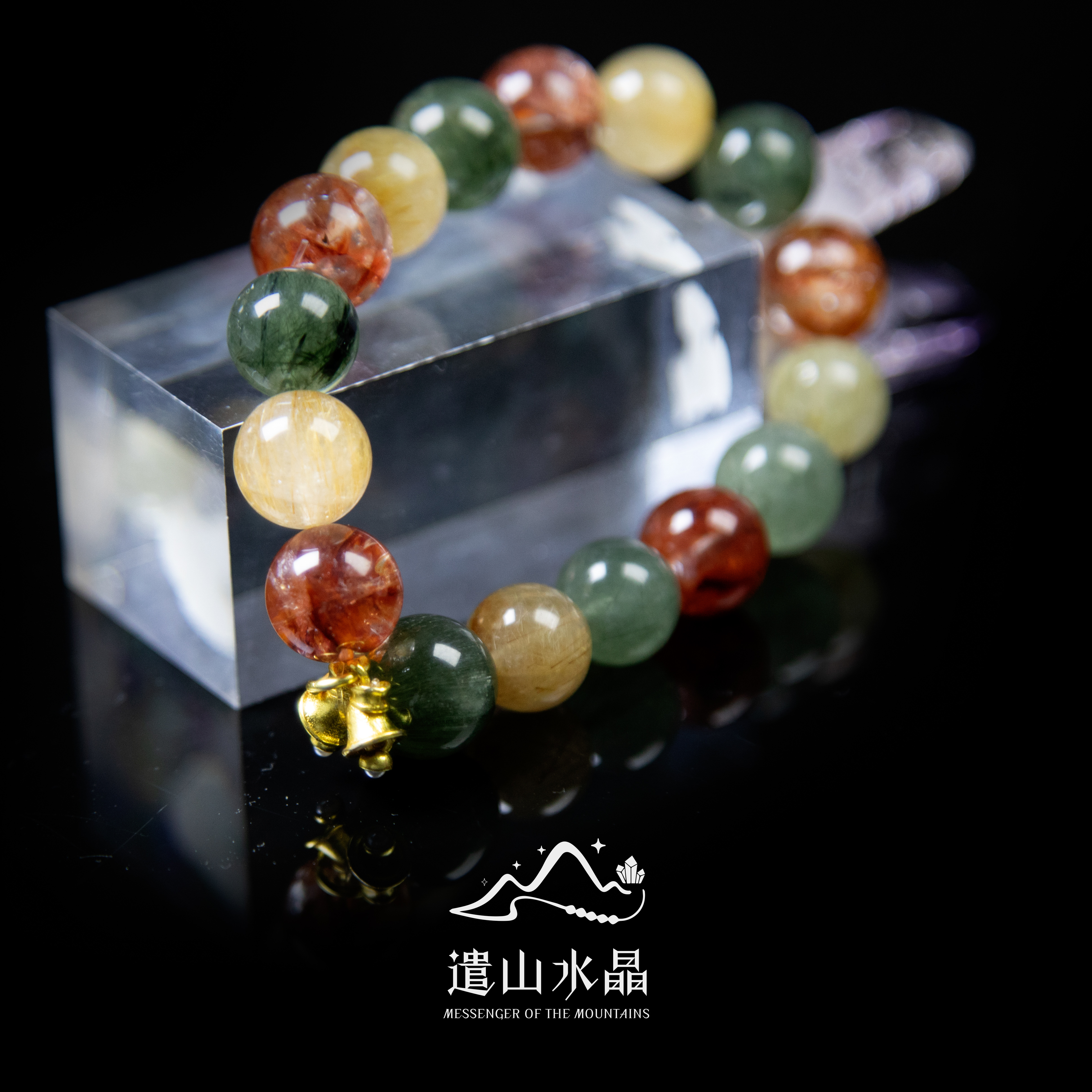 【圣诞风铃 】天然水晶绿幽灵胶花设计手串先检后发（多样性发其一）