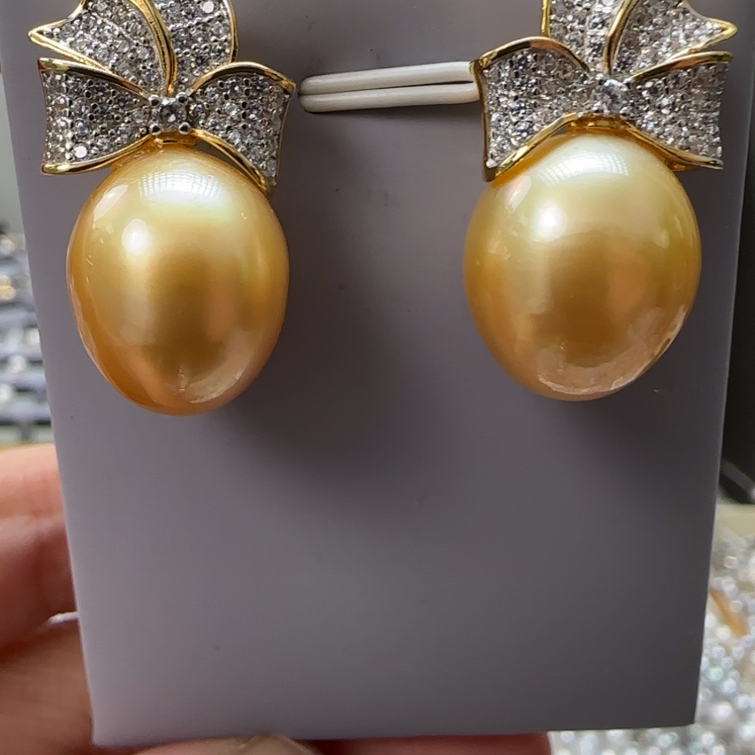 海水珍珠耳饰银S925镶嵌