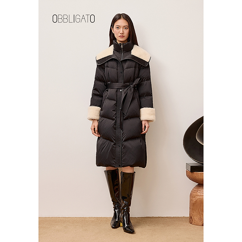【晨粉专享价】OBBLIGATO奥丽嘉朵1C65508560专选2025羊毛领羽绒服