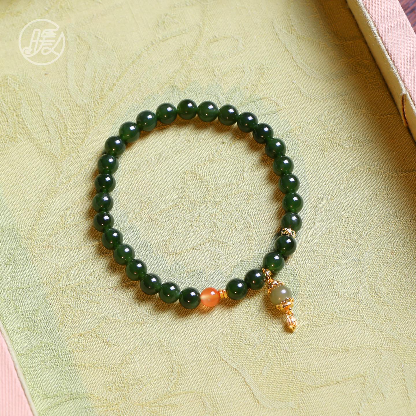 单圈和田玉手串6mm搭配南红玛瑙圆形吊坠A7263多样性发一