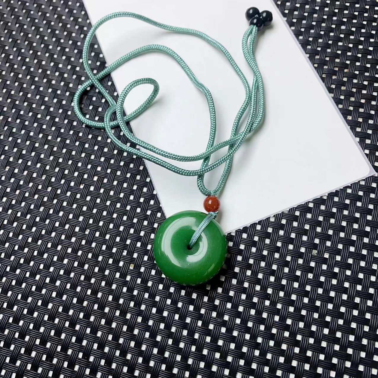 [石矿]A1297绿色小平安扣项链吊坠
