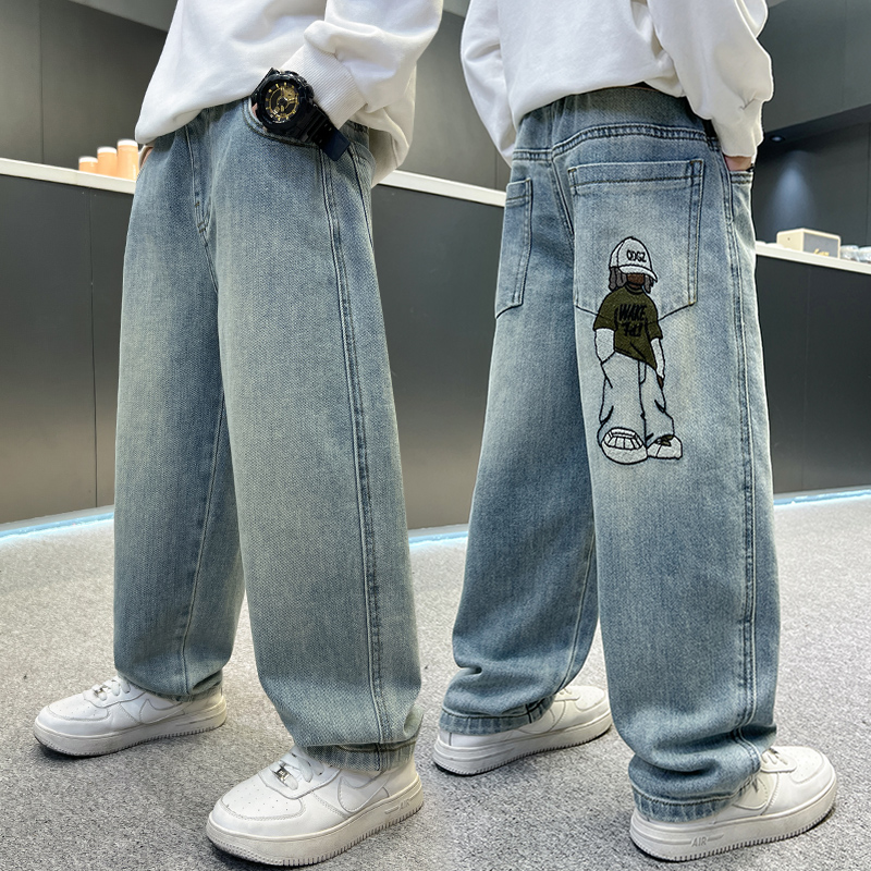 儿童韩系春季牛仔裤2025新款中大童长裤男童洋气时髦韩版痞帅筒裤