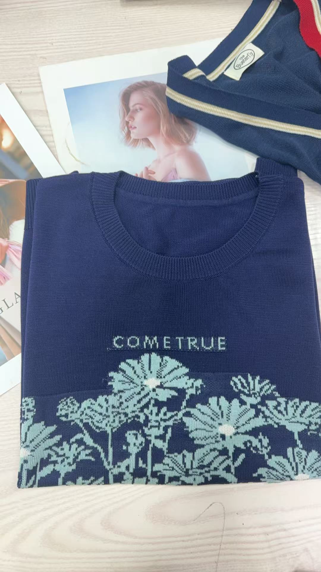 【山茶花】高级感圆领打底短袖针织衫