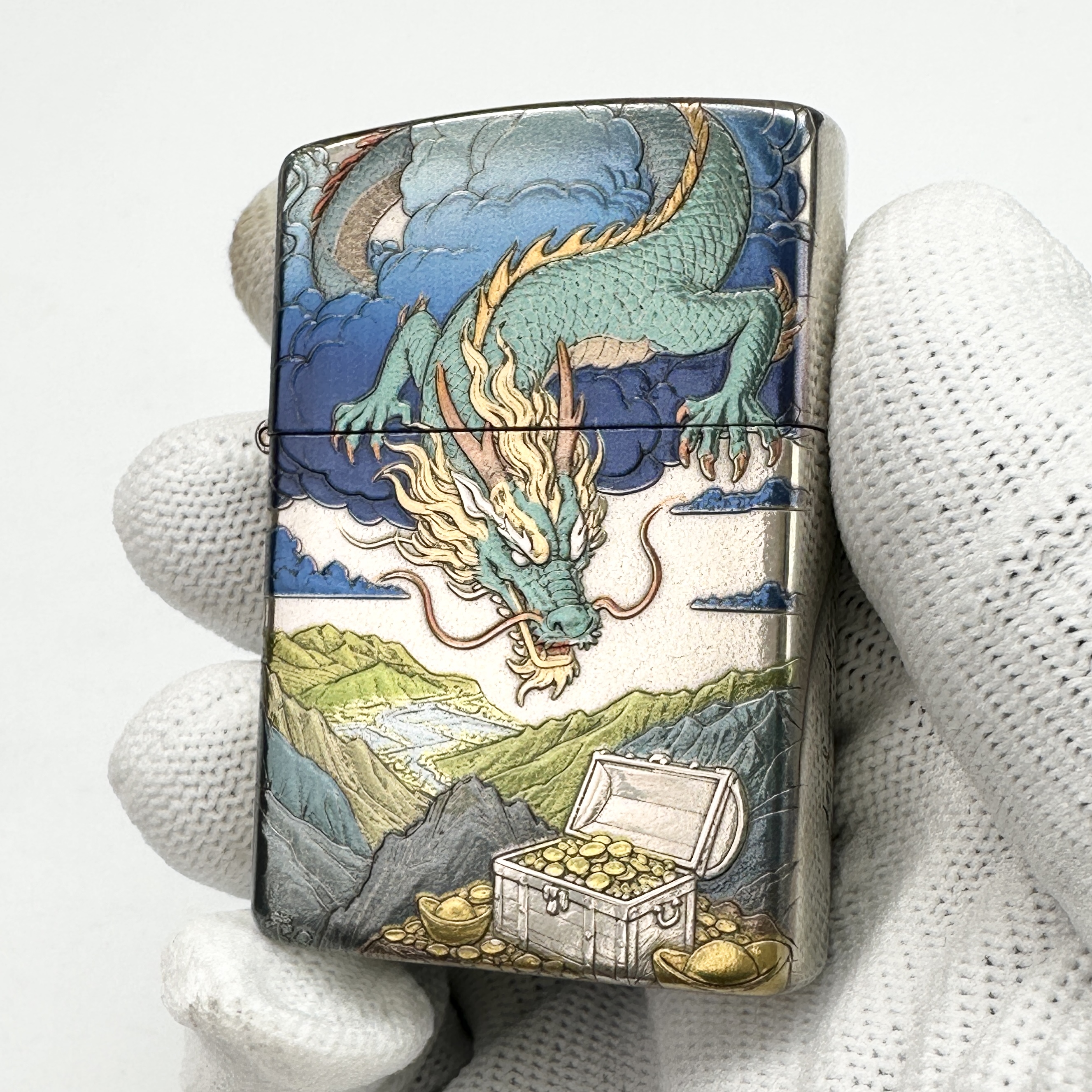 【寻龙见宝】白铜浮雕钛彩防风个性创意时尚复古打火机男士礼物