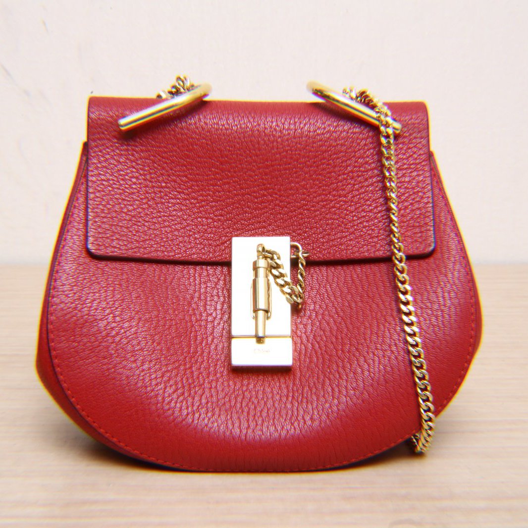 95新 Chloe/蔻依 小花Jerry P205437797 Drew 小猪包 Mini 红色 