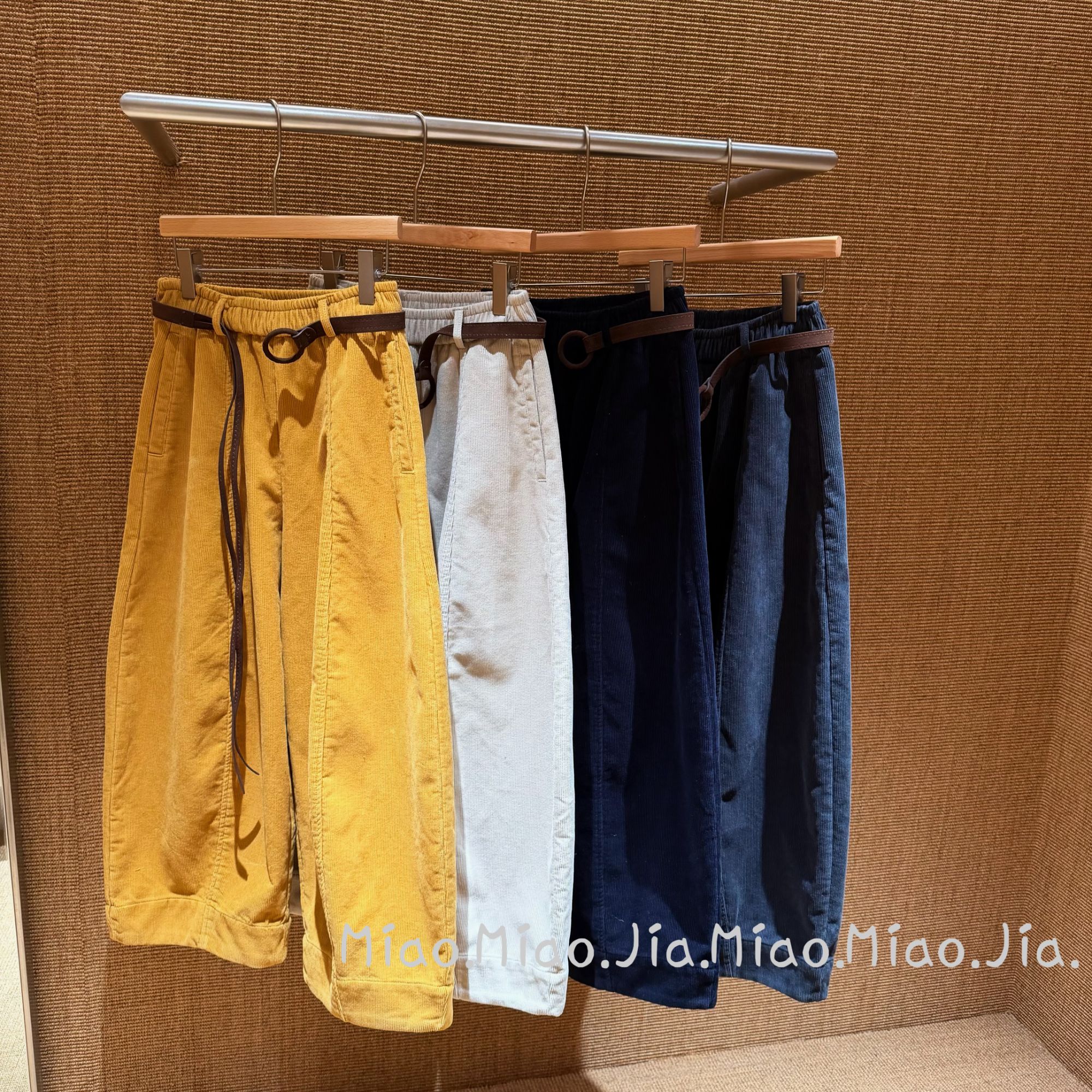 /苗苗家/『灯芯绒阔腿裤』大阔腿灯芯绒裤冬装休闲九分裤显瘦配腰带