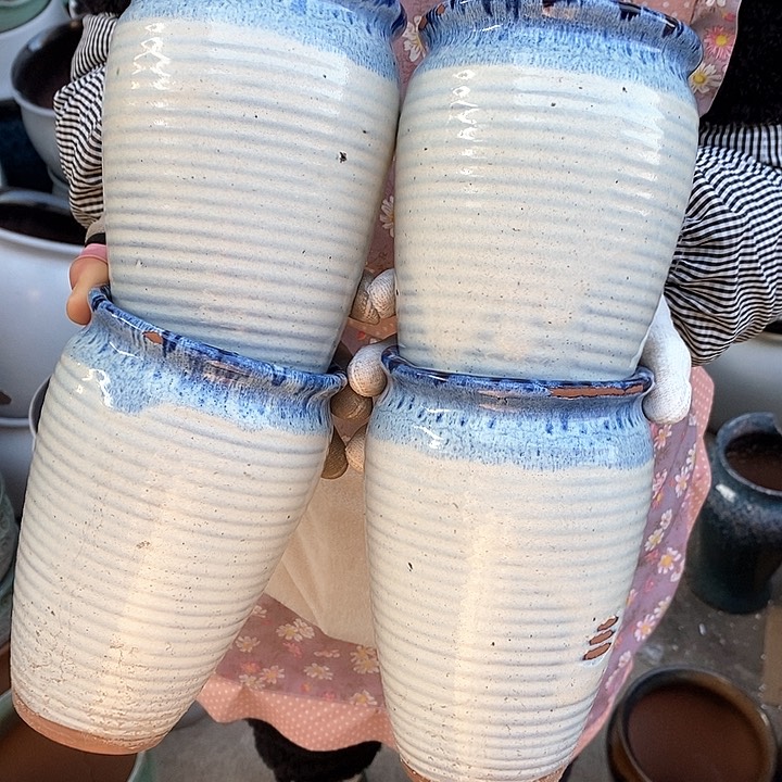 紫砂花盆瑕疵口11高17