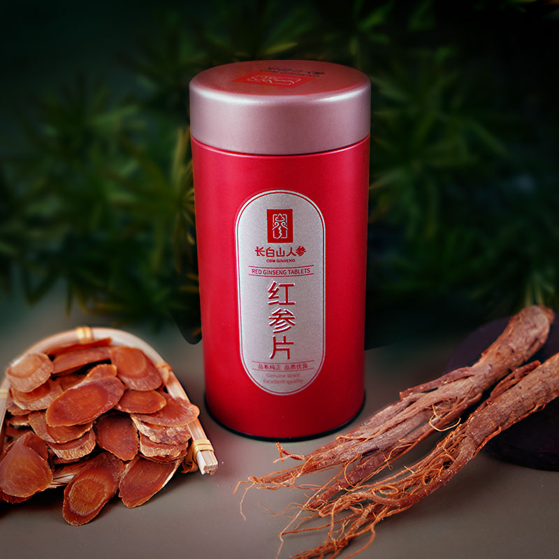 【女性佳品】长白山人参罐装红参片送礼泡水1.4cm100克