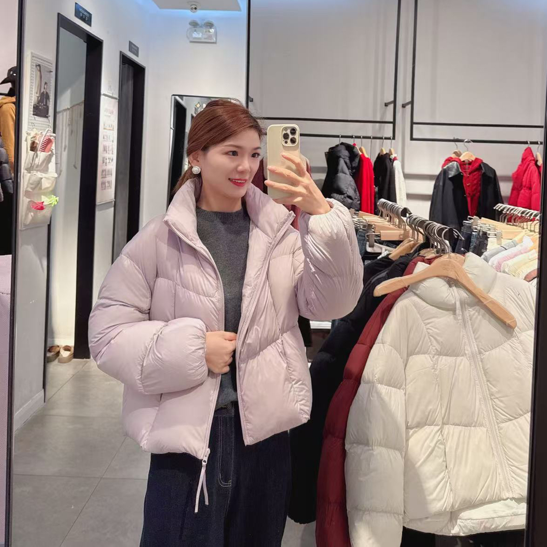 宽松型立领保暖长袖女短款